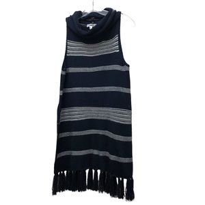 BB Dakota Women's Size S Cowl-Neck Lightweight Black/White Sleeveless Sweater